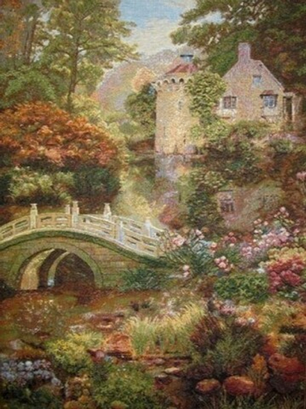 Гобеленовая картина "D. ТАИНСТВЕННЫЙ ПРУД" в багетной раме, Россия.