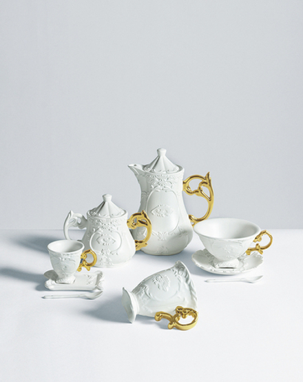 Сахарница Seletti I-Wares Gold с крышкой, фарфор, 13 см