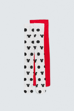 ZARA X DISNEY НАБОР ИЗ 2 КОМБИНИРОВАННЫХ КОЛГОТОК ИЗ МИКРОФИБРЫ, ЧЕРНЫЙ/БЕЛЫЙ