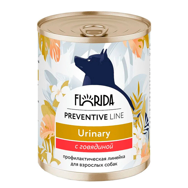 Влажный корм Florida Preventive Line Urinary, для собак, при профилактике МКБ, с говядиной, 340 г