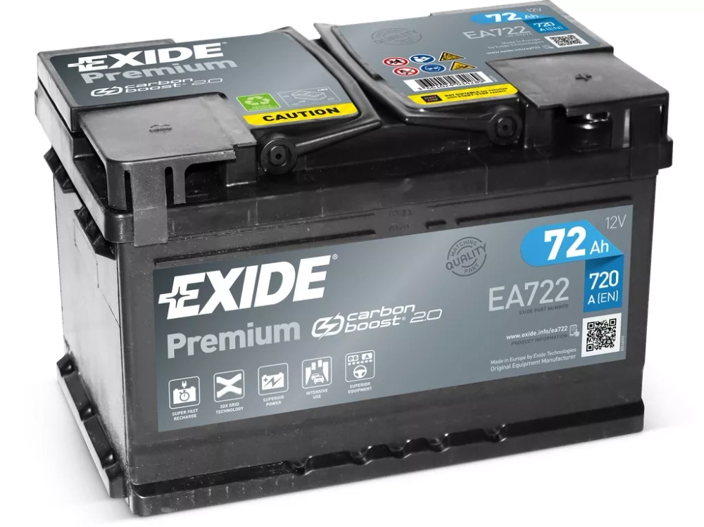 Аккумулятор Eхide Premium 72Ah/720 обратная 278х175х175