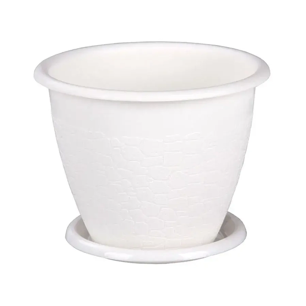 Горшок цветочный Розалия 3,2л. с поддоном белый (комплект 30 шт)