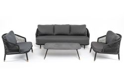 "Верона" лаунж-зона 5-местная плетеная из роупа (веревки), каркас алюминиевый темно-серый, роуп темно-серый