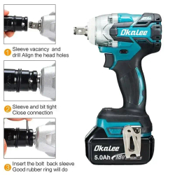 OKALEE Комплект электроинструмента, ударный инструмент 820 Н.М. и бесщеточная 6-дюймовая цепная пила мощностью 1500 Вт(2 батареи)