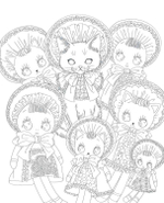 Nelco Neco Modern Girls and Cats. Coloring Book