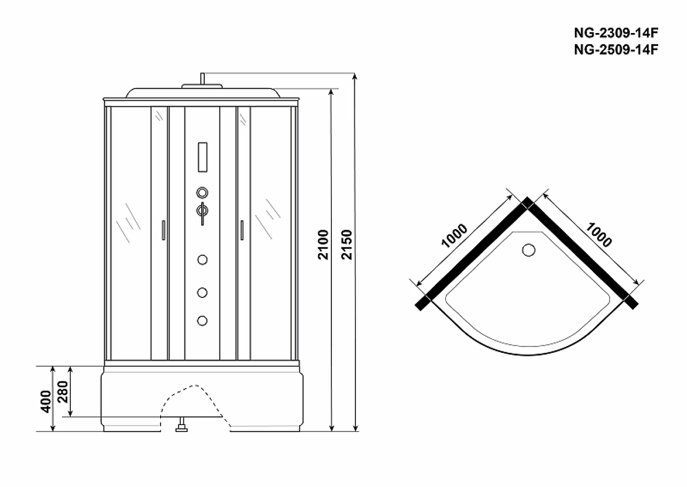 Душевая кабина Niagara Classic 100x100 NG-2509-14F с гидромассажем