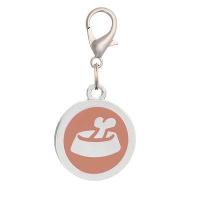 Адресник круглый большой миска с косточкой розовый 25 мм, гравировка 19058