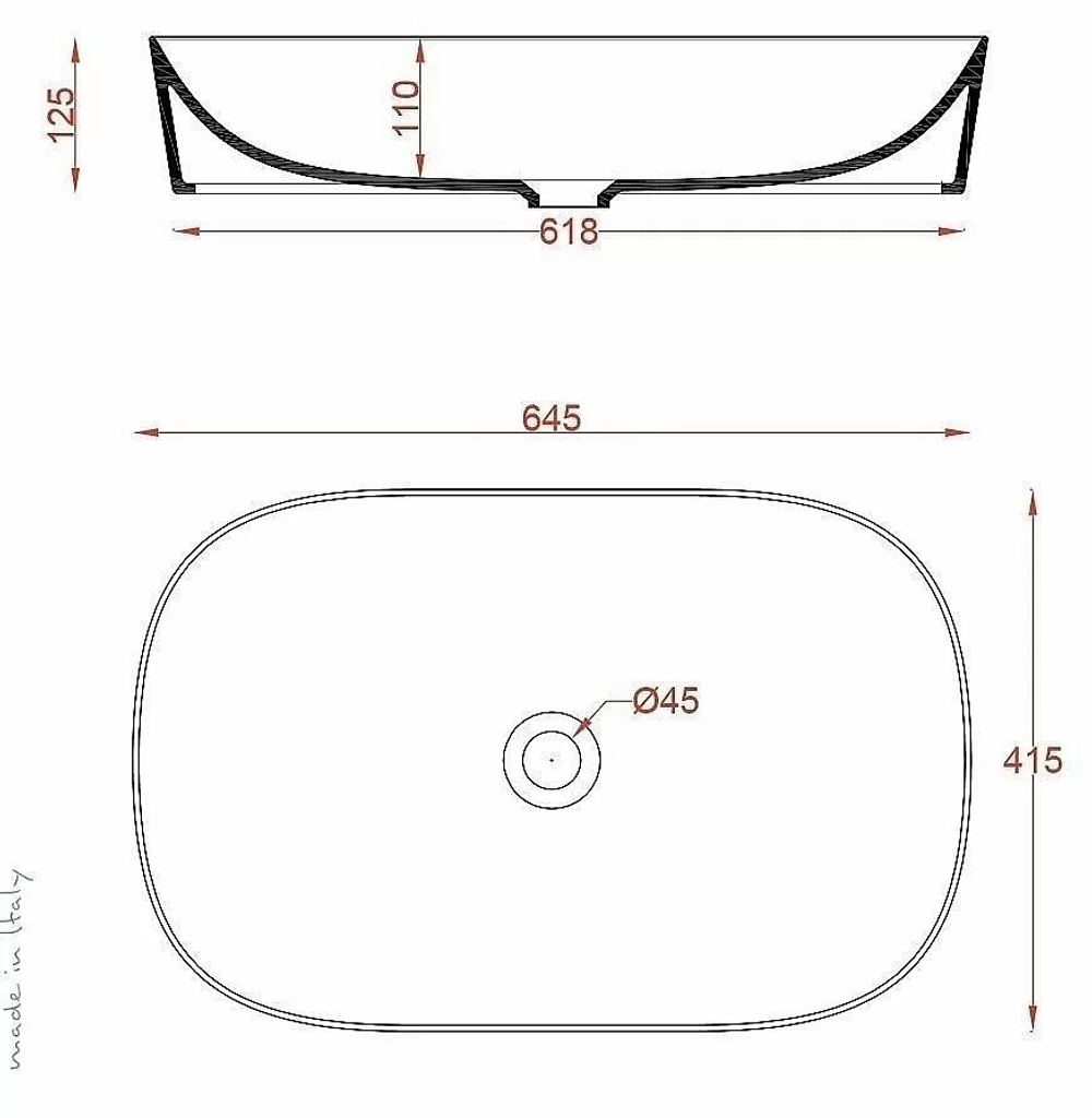 Раковина накладная Artceram Ghost 64,5 GHL002 01 00 белая