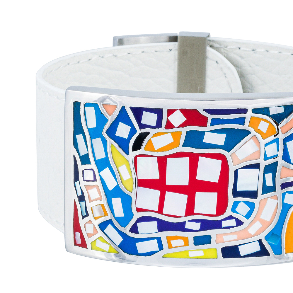 Браслет Fiore Luna на белом кожаном ремешке CB00100-1