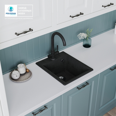 Мойка POLYGRAN ARGO-420 космос №316, смеситель COLORADO черный