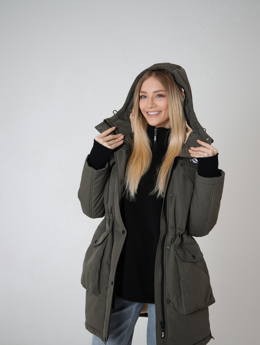 Парка женская зимняя куртка город горький олива хаки