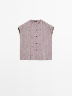 Massimo Dutti Блуза из струящейся ткани с деталью на груди, сиреневый