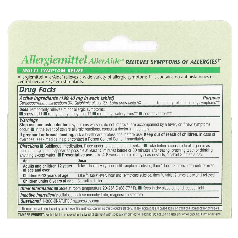 Boericke & Tafel, Allergiemittel AllerAide®, средство от аллергии, 40 таблеток