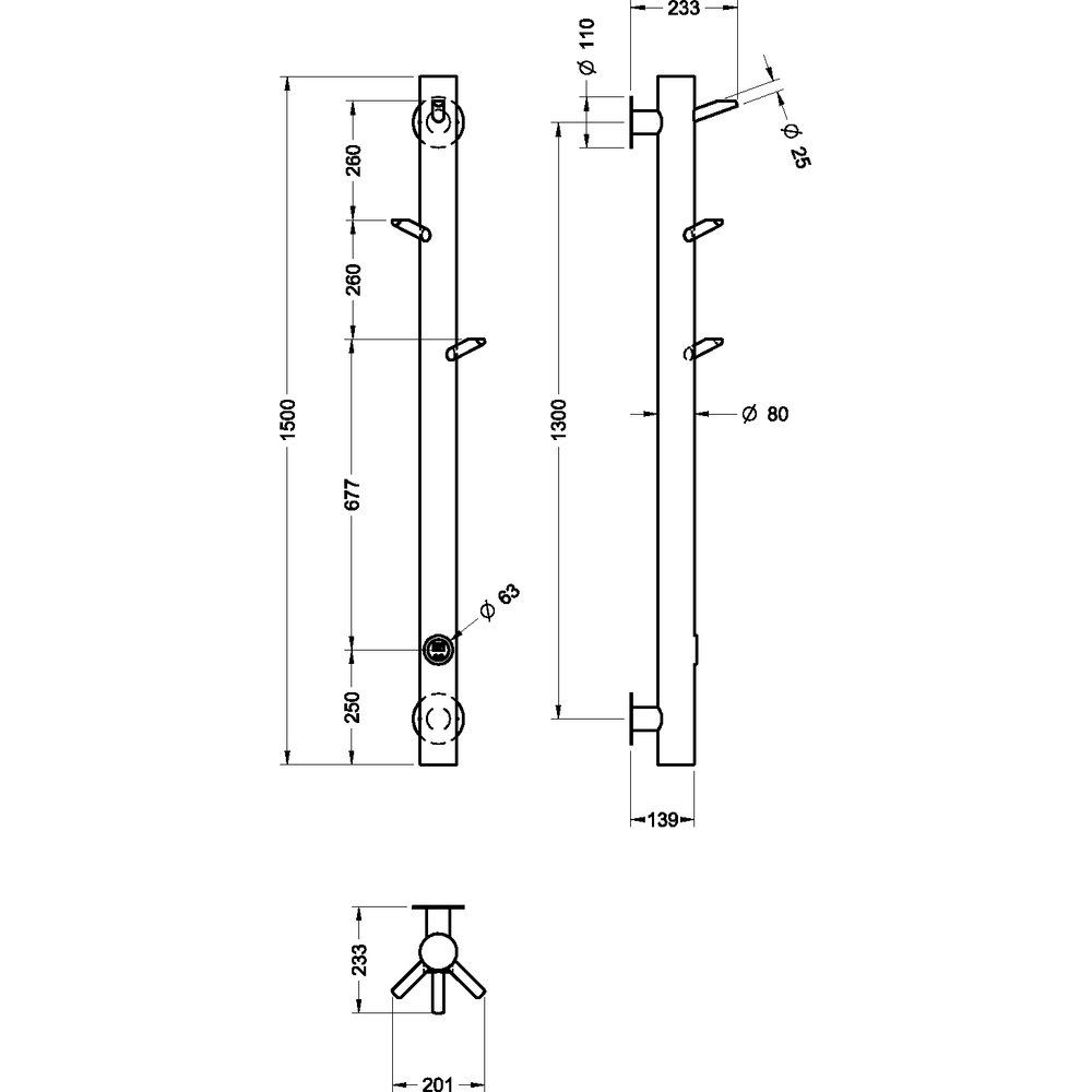 Полотенцесушитель электрический Boheme OAK 724-MW, MATT WHITE