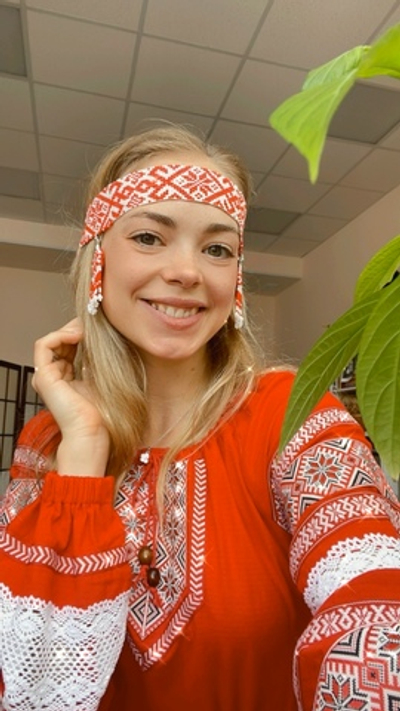 Очелье из бисера (красное)