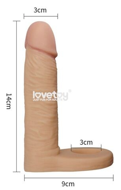 Телесная насадка The Ultra Soft Double для двойного проникновения - 14 см. (Цвет: телесный)