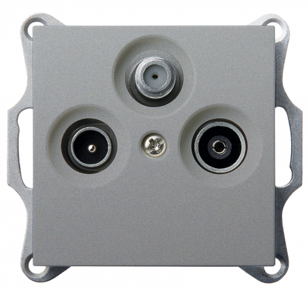 Розетка TV+FM+SAT Φ9.5mm оконечная с накладкой, цвет Алюминий