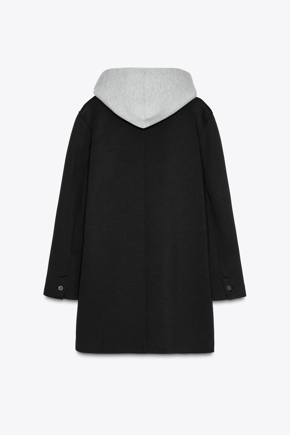 ZARA ПАЛЬТО С КОМБИНИРОВАННЫМ КАПЮШОНОМ, ЧЕРНЫЙ