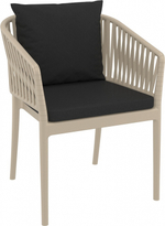 Кресло пластиковое с подушками Siesta Contract Portofino, бежевый, черный