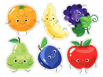 Пазлы контуры "Фрукты" 6 фигурок Baby Toys (мягкие)