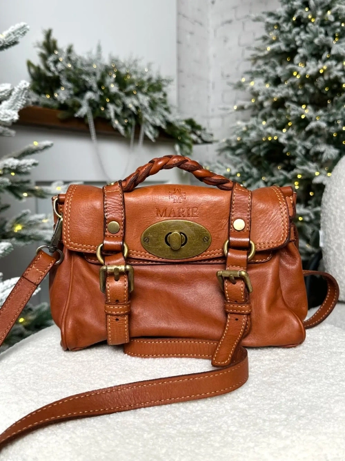 Женская сумка-сэтчел из натуральной винтажной кожи цвета whisky