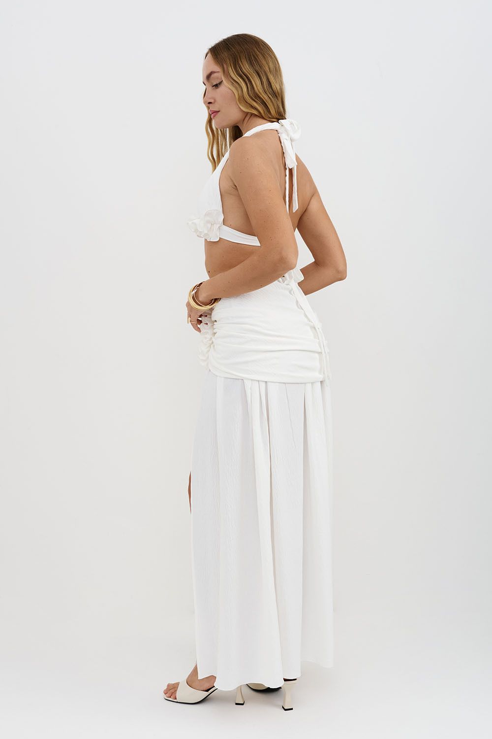 Юбка макси в греческом стиле молочного цвета