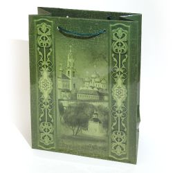 Подарочный пакет с рисунком. Зеленый.