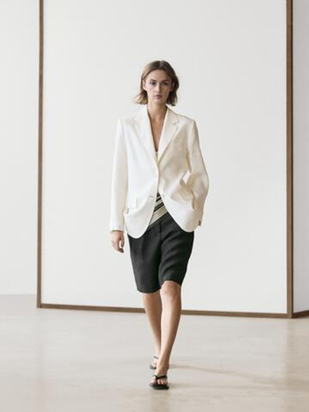 Massimo Dutti Длинные льняные бермуды, черный