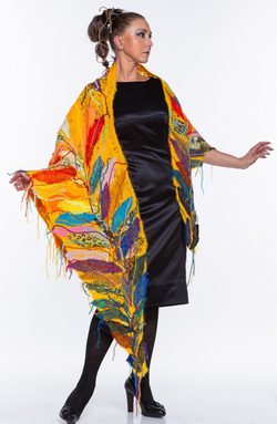 Шаль "Перо Жар-Птицы жёлтый"