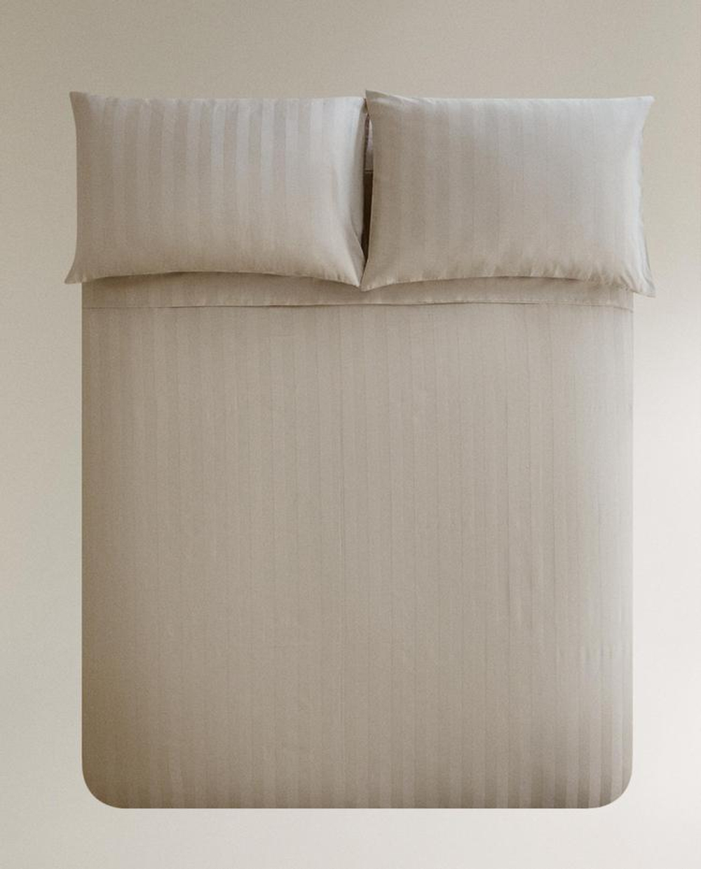 ZARA HOME САТИНОВЫЙ ПОДОДЕЯЛЬНИК В ПОЛОСКУ, СЕРЫЙ