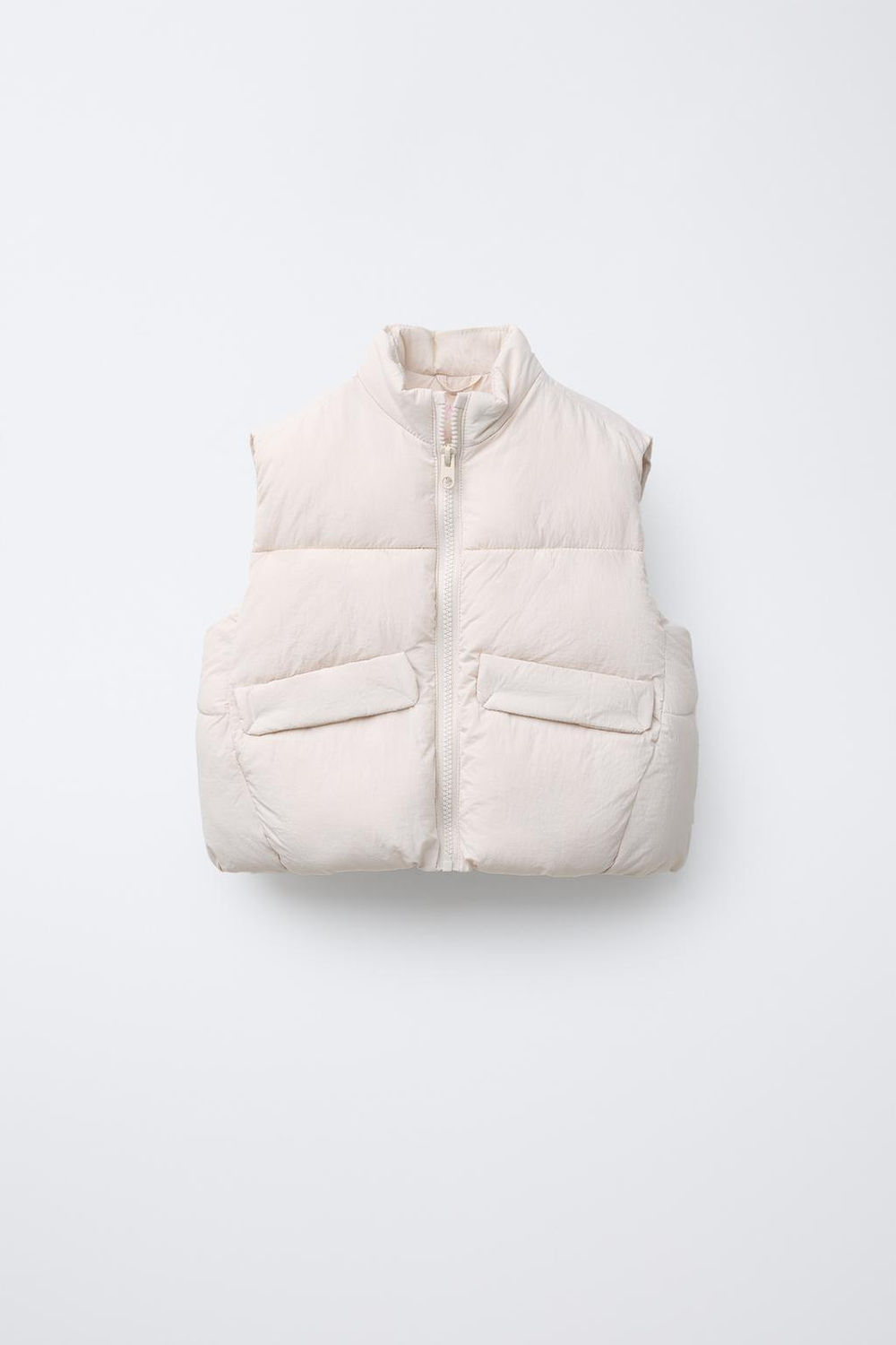 ZARA ЖИЛЕТ WATER-REPELLENT С КАРМАНАМИ, ЭКРЮ