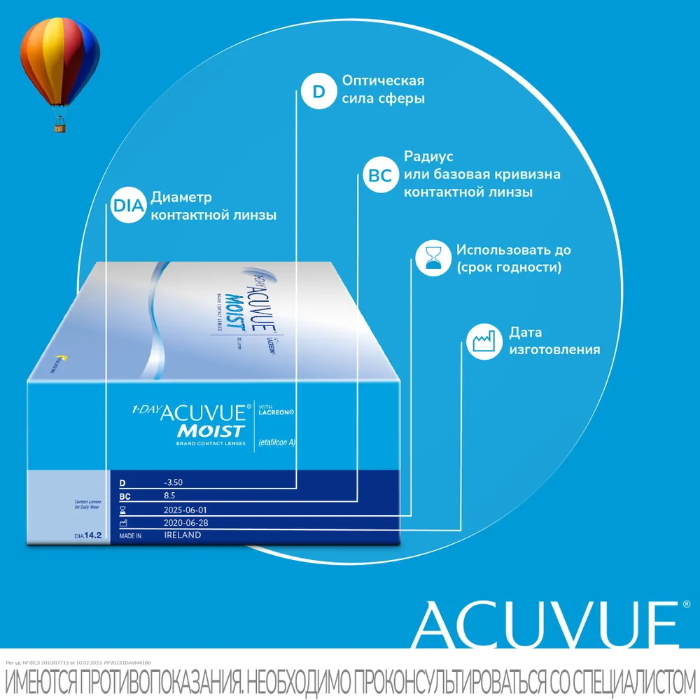 Контактные линзы 1-Day Acuvue Moist купить в интернет магазине Линзынадом24.рф