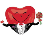 Шар Сердце в смокинге с букетом