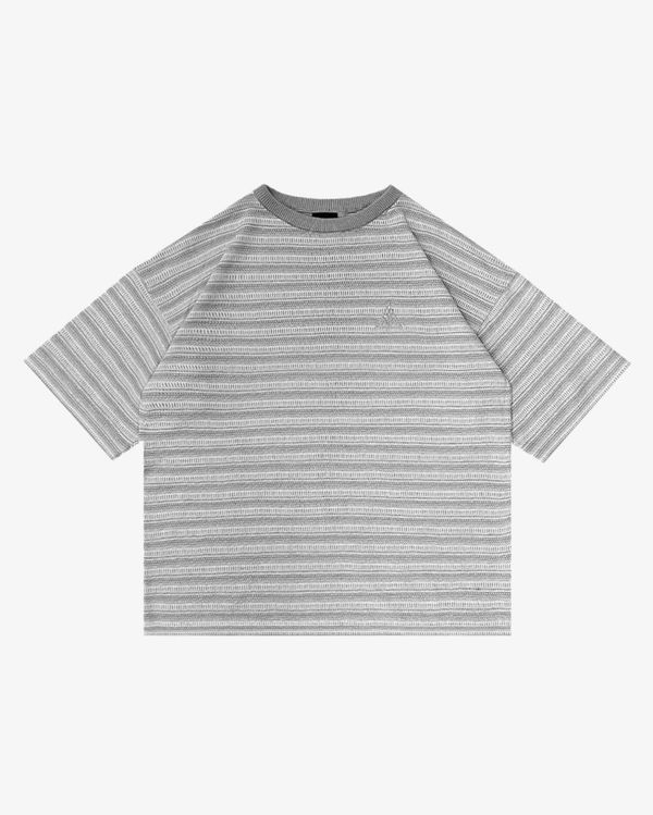 Футболка вязаная Rhythm серо-белая - фото 1