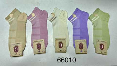 Женские короткие носки с полосками и вставками - 10 пар