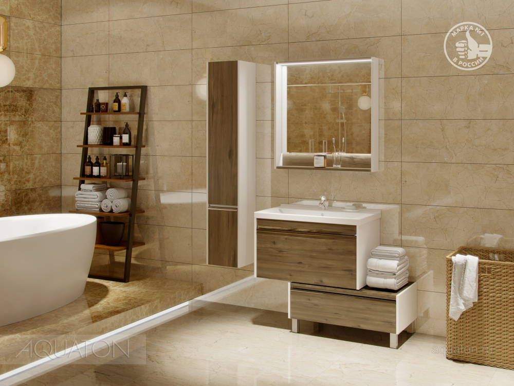 Зеркало AQUATON Капри 80 Таксония темная 1A230402KPDB0