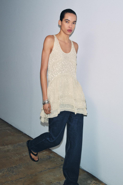 ZARA КОРОТКОЕ ЖАККАРДОВОЕ ПЛАТЬЕ — ZW COLLECTION, ЭКРЮ/БЕЖЕВЫЙ