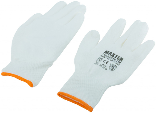 Перчатки защитные МASTER COLOR белые полиэстер, с обливкой из нитрила.