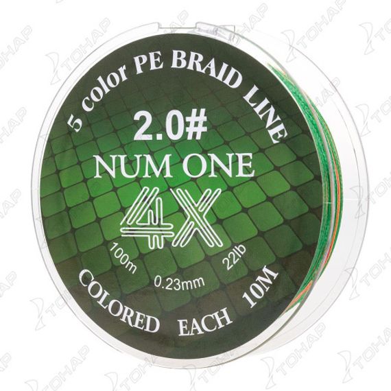 Шнур NUM ONE PE4X-100M 2.0#/0,235 mm Multi Colour Ryobi