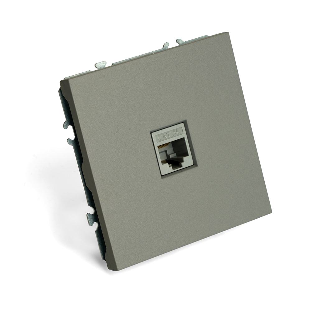 Розетка компьютерная 1-местная RJ-45 (механизм), STEKKER, серия Эмили, RST00-5117-10, платиново-серый, soft touch 49951