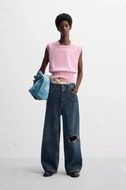 ZARA X HARRY LAMBERT ДЖИНСЫ ШИРОКОГО КРОЯ, СИНИЙ