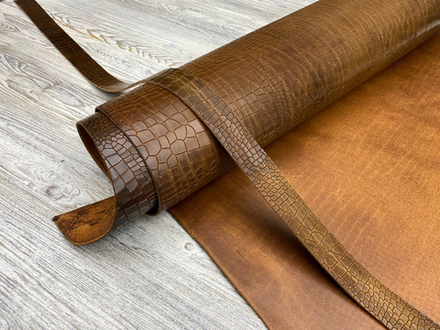Ременная кожа Crocco Oliva Brown (3,2 мм+) цв. Коричнево-оливковый