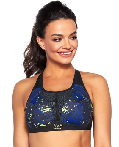 Спортивный бюстгальтер +size Naomi (Размер: 80J) (Цвет: черный с синим)