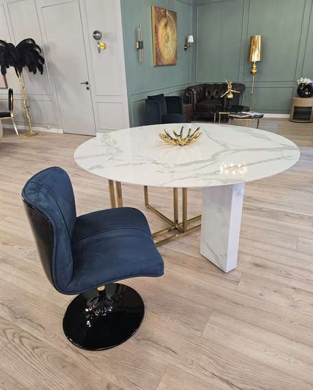 Стол Marble Cross Round, Ø130 см, белый керамогранит