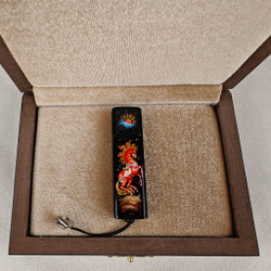 Флешка USB в футляре с ручной росписью "Сказочный конь"