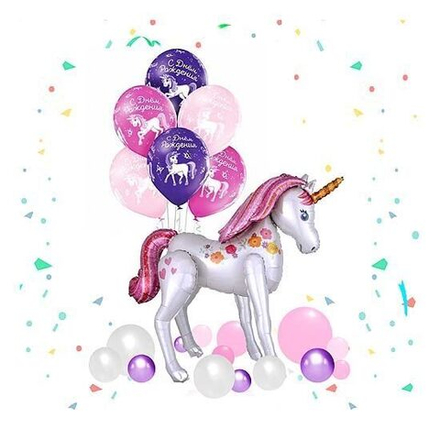 Композиция из шаров "Единорог с букетом шаров"