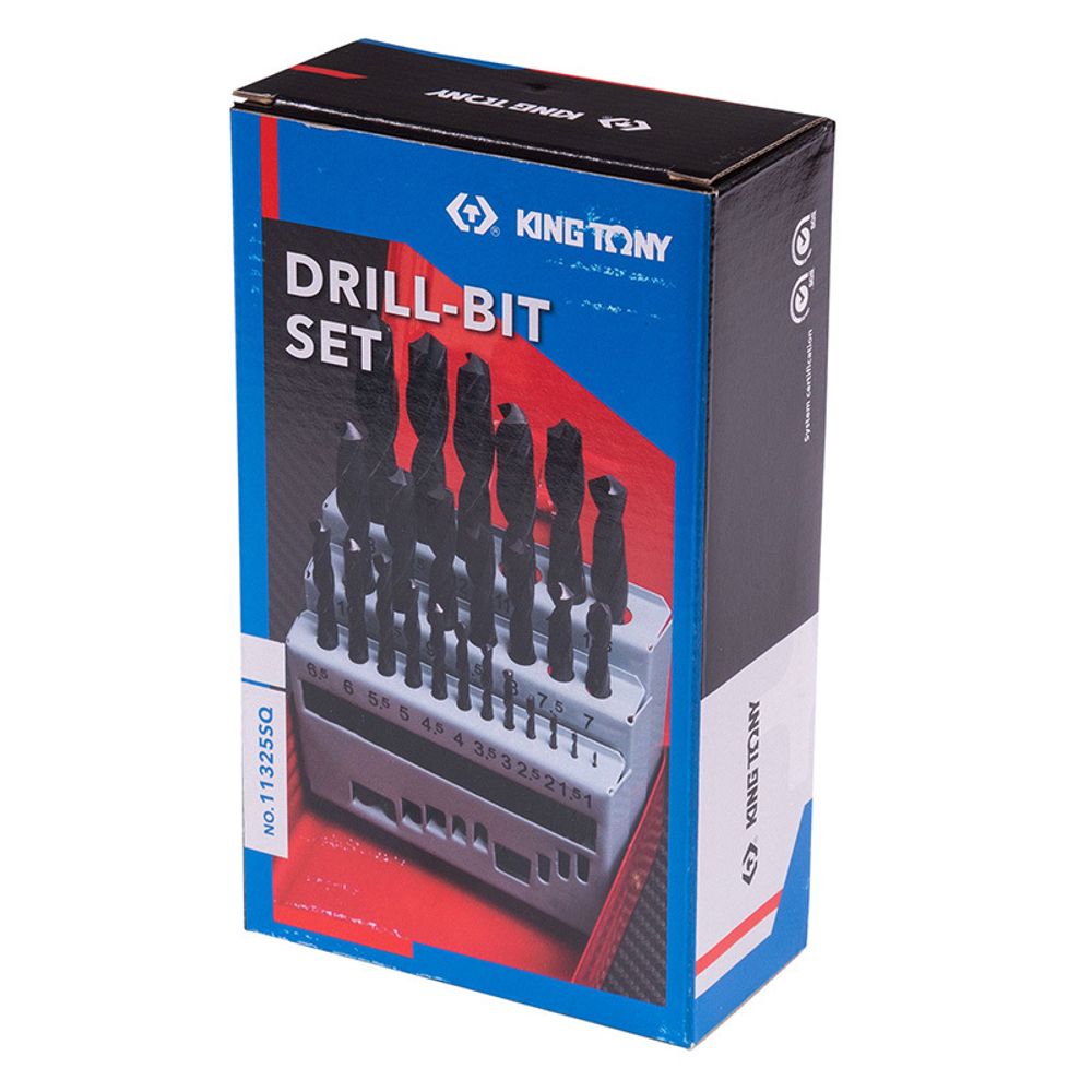 KING TONY (11325SQ) Набор сверл по металлу HSS 1.0-13.0 мм, 25 предметов