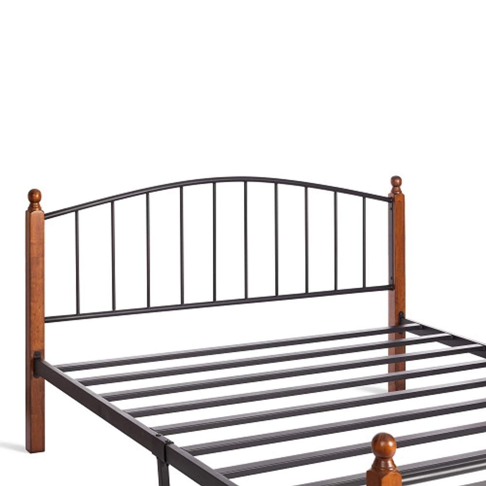 Кровать AT-915 дерево гевея/металл, 160х200см, красный дуб/черный