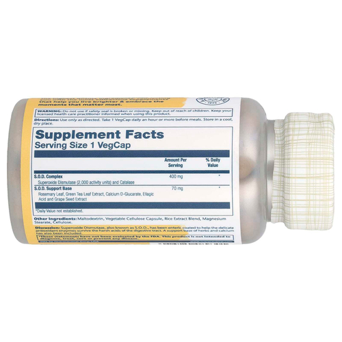 Solaray, СОД с кишечнорастворимой оболочкой 2000 Plus ™, 100 растительных капсул