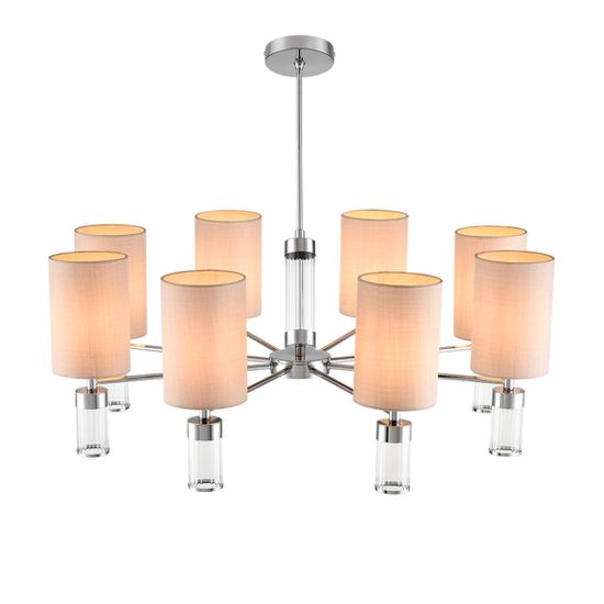 6585/8 MODERNI LN25 56 хром/бежевый, металл/текстиль, стекло Люстра подвесная E14 8*40W 220V ARNIKA